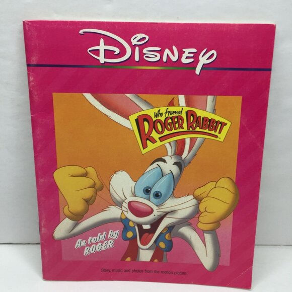 Vintage Disney Who Framed Roger Rabbit Story Book Music Photos Motion Picture - Picture 1 of 8
